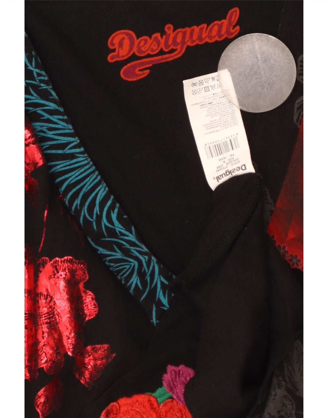 DESIGUAL Rochie A-Line cu mânecă lungă pentru femei UK 18 XL Negru Floral