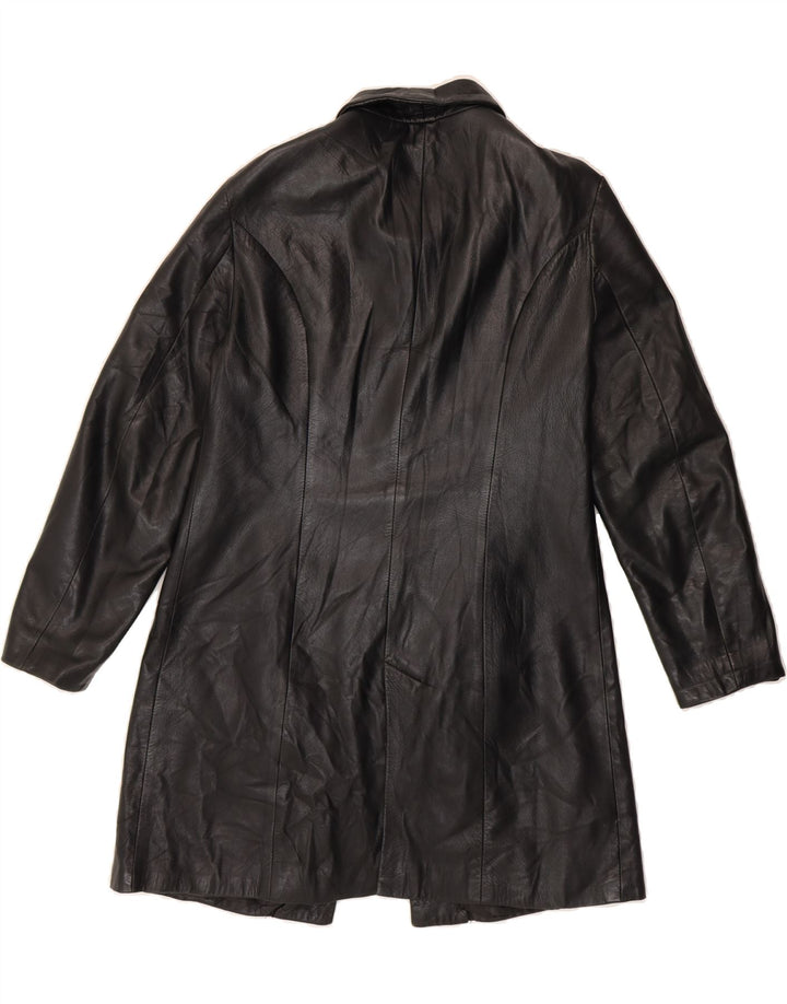 VINTAGE Womens Leather Coat UK 14 Medium Black Leather Vintage Vintage and Second-Hand Vintage from Messina Hembry 