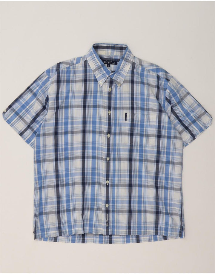 Cămașă cu mânecă scurtă pentru bărbați Ben Sherman, bumbac cu carouri albastre mari