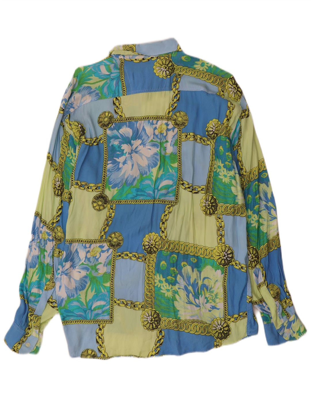 Cămașă Vintage pentru bărbați XL Blue Patchwork Viscose