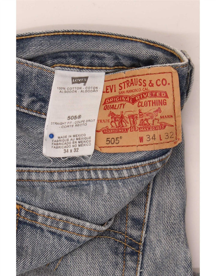 Blugi drepți distressed 505 Levi's pentru bărbați L34 L32 Bumbac albastru