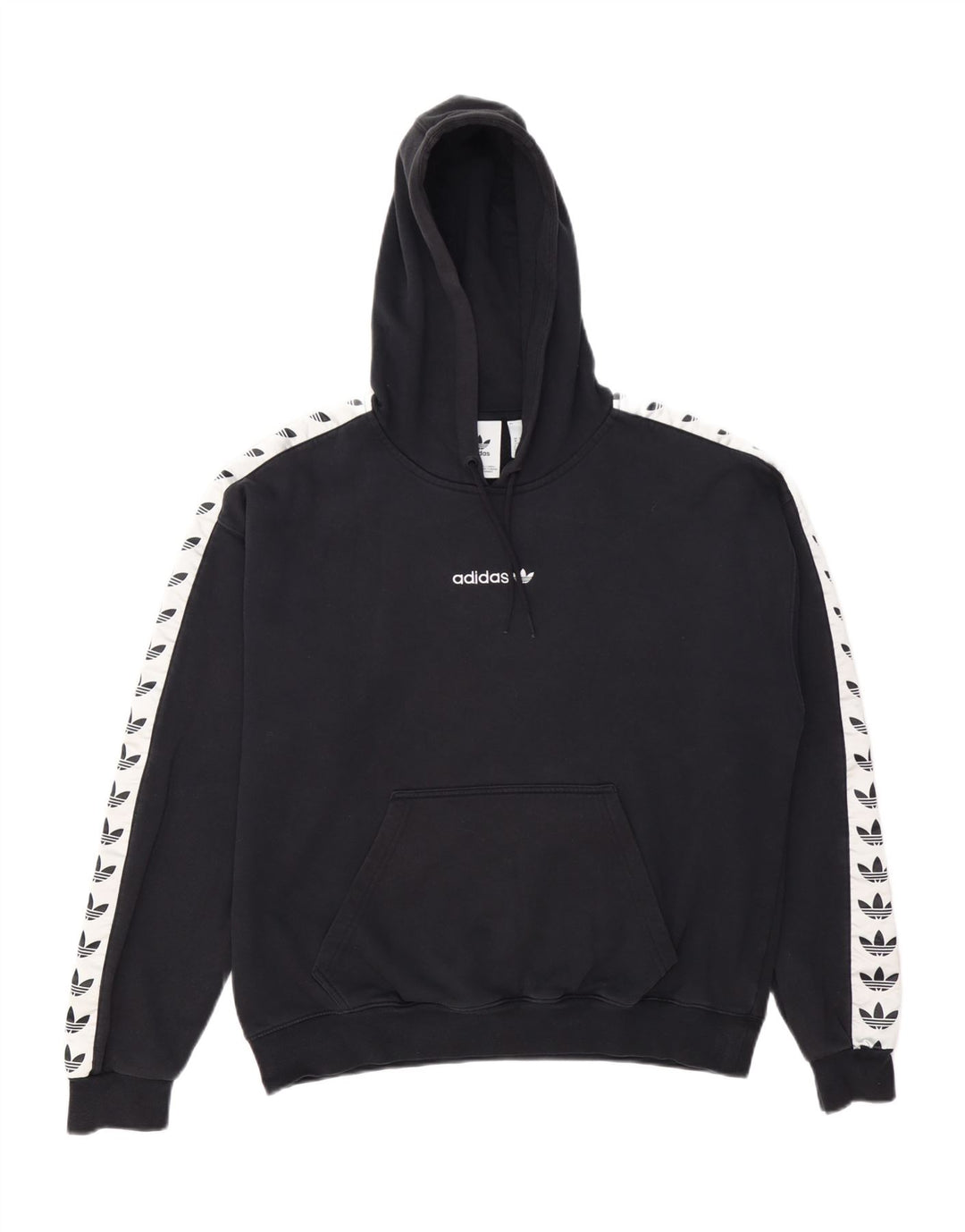 Pulover cu glugă grafic ADIDAS pentru bărbați, bumbac color-block mediu, negru