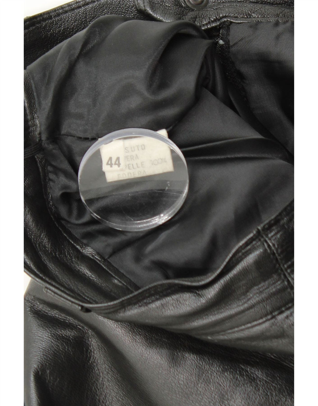 Fustă din piele cu talie înaltă pentru femei VINTAGE IT 44 Medium W26 Piele neagră