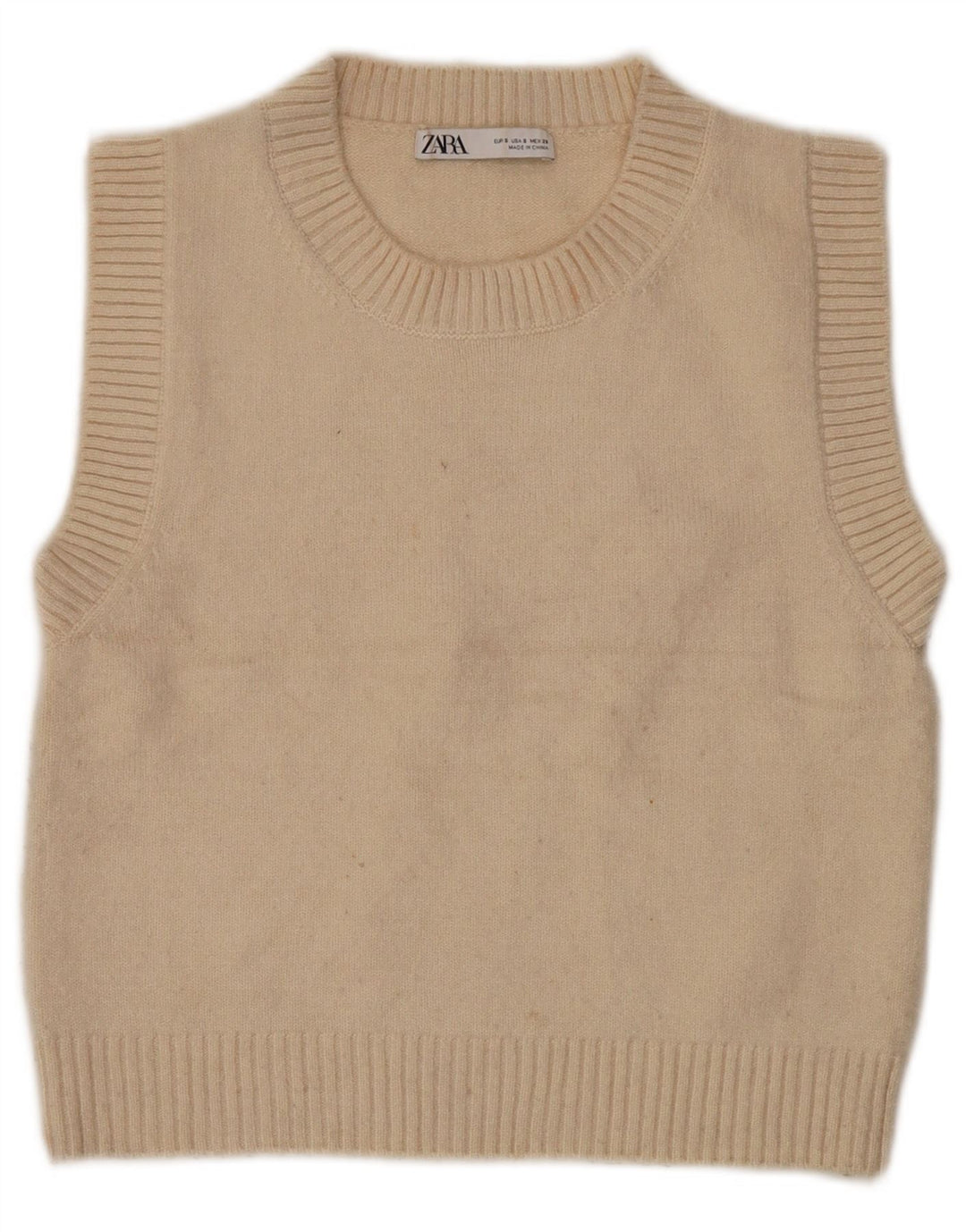 Zara femei Crop Vest Tank Top UK 10 Mic Bej