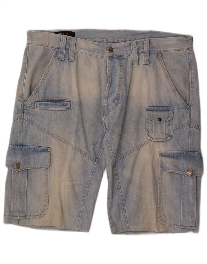Pantaloni scurți din denim cargo pentru bărbați Iceberg W36, bumbac albastru mare