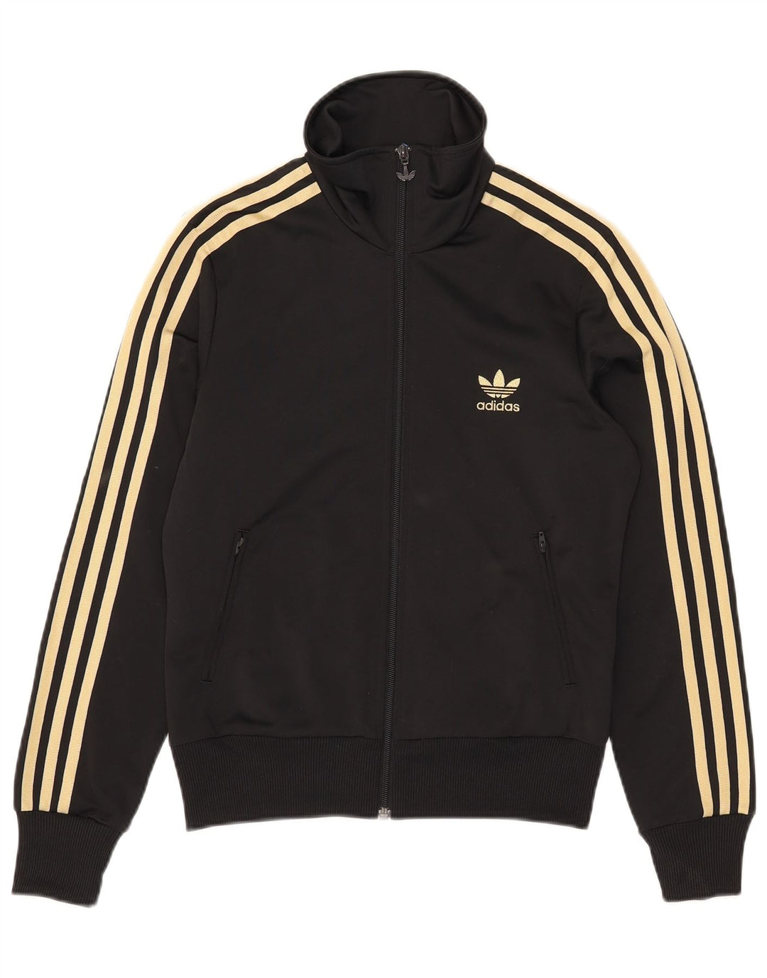 Jachetă de top pentru trening grafic Adidas pentru femei UK 14 Poliester mediu negru