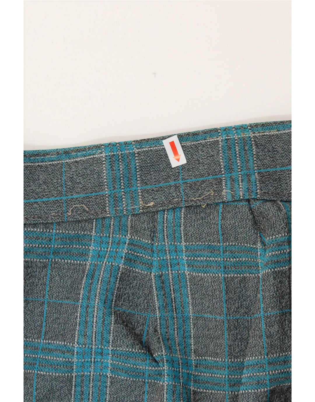 Pantaloni casual de damă VINTAGE cu talie înaltă cu picioare largi L27 L29 gri check