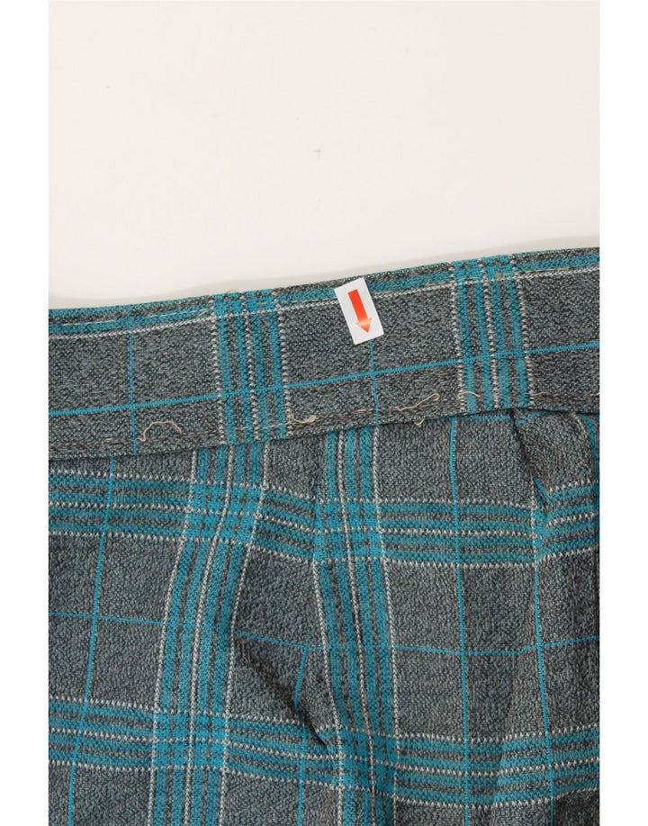 Pantaloni casual de damă VINTAGE cu talie înaltă cu picioare largi L27 L29 gri check