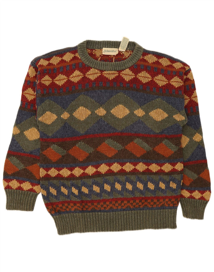 St. John's Bay Pulover pentru bărbați cu decolteu rotund, mijlociu, multicolor, geometric