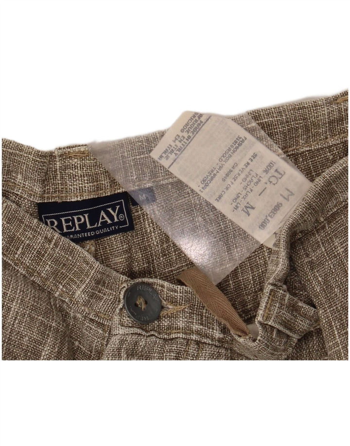 REPLAY Mens Cargo Shorts Medium W36 Grey Linen