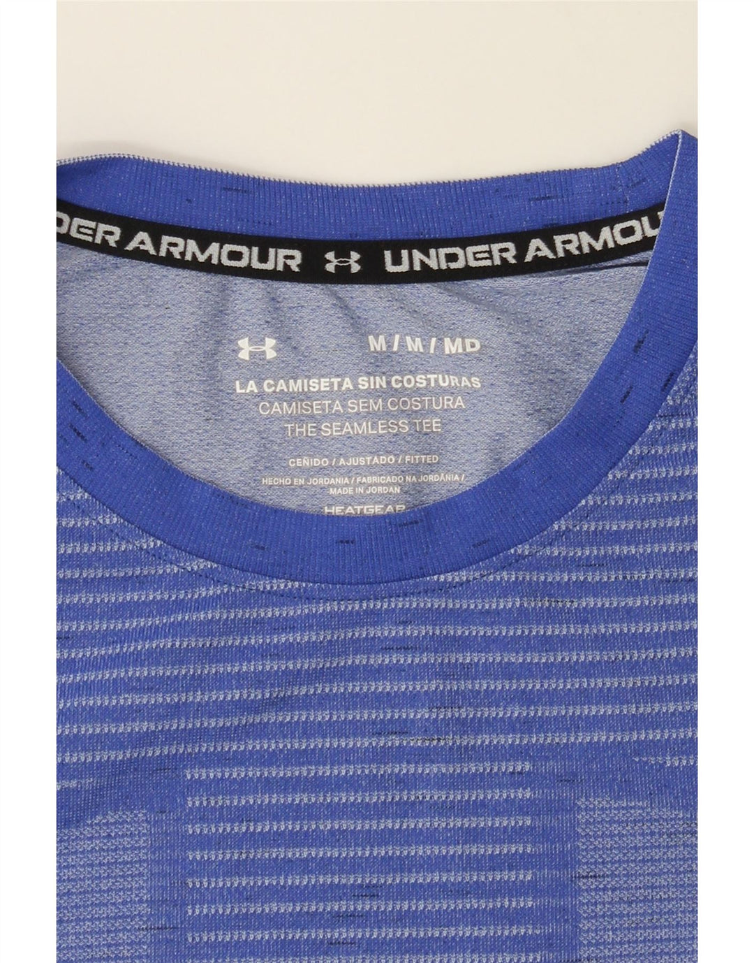 UNDER ARMOUR Mens Graphic T-Shirt Top Medium Blue Striped Vintage Under Armour and Second-Hand Under Armour from Messina Hembry 