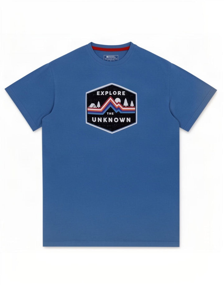 Tricou grafic pentru bărbați Mountain Warehouse Top din bumbac albastru mediu