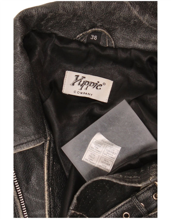 Jachetă de motociclist din piele crop pentru femei Yuppie EU 38 Piele neagră medie