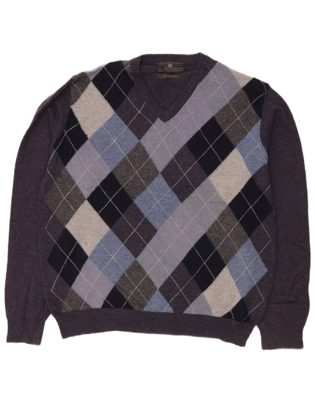 Pulover pentru bărbați Marks & Spencer, cu decolteu în V, violet mediu Argyle/Diamond