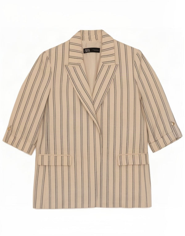 Jachetă pentru femei Zara cu mâneci 3/4, UK 10, cu dungi albe mici