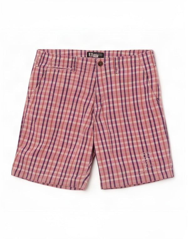 Pantaloni scurți chino Pickwick Bărbați Medium W31 Pink Check Bumbac