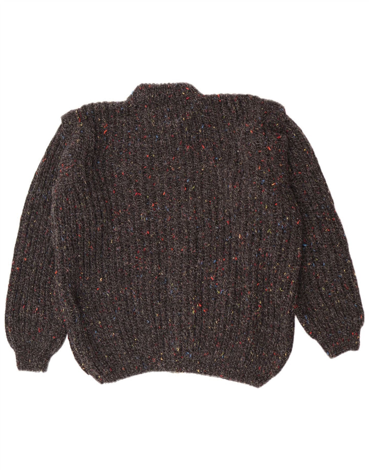 Pulover cardigan vintage pentru bărbați, gri mediu cu pete clasic