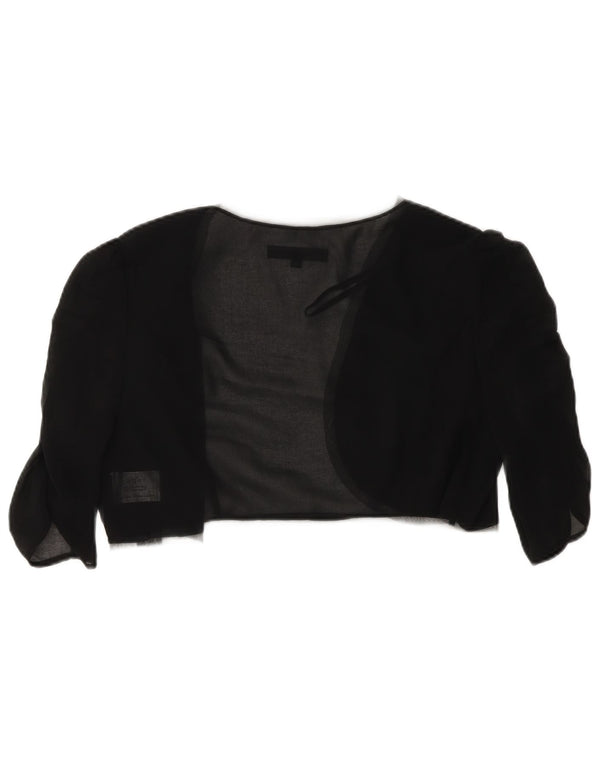 Coast Womens 3/4 Sleeve See Through Bolero Top UK 14 Medium Black Polyester