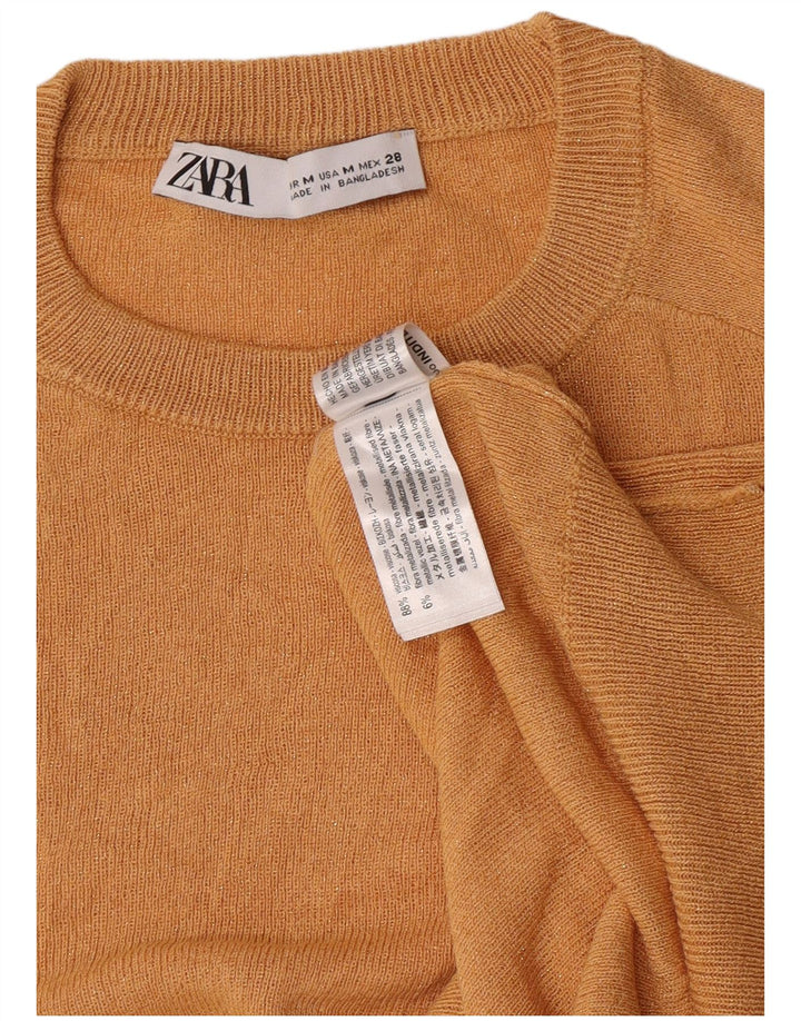 Pulover pentru damă Zara, cu gât turnut, UK 12, viscoză portocalie medie