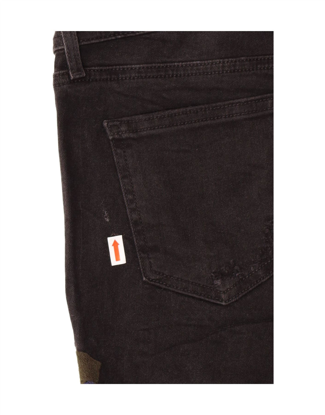 Pantaloni scurți din denim grafic pentru femei Zara EU 38 Small W28 Negru Floral Boem