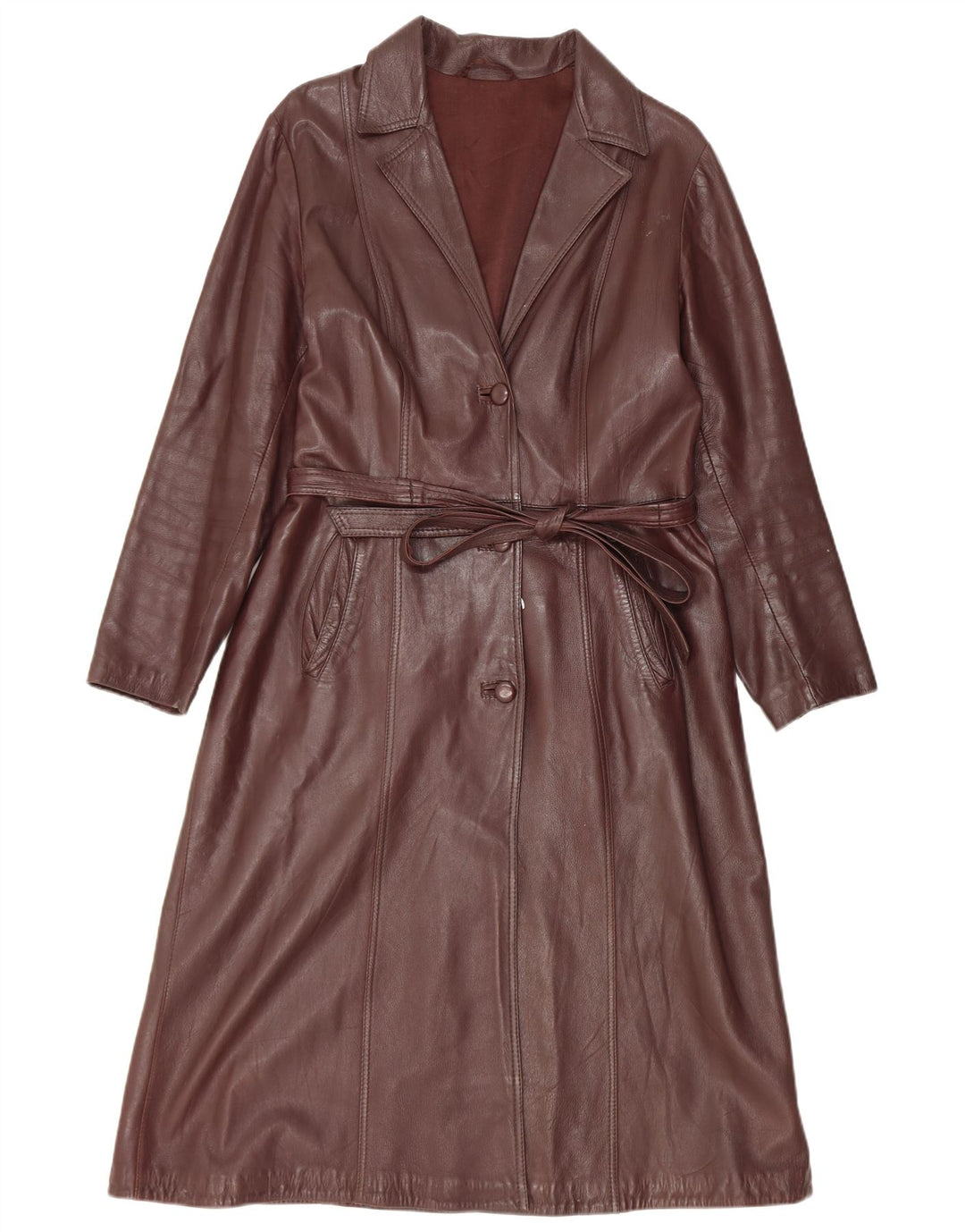Palton din piele vintage pentru femei UK 14 Medium Burgundy Piele