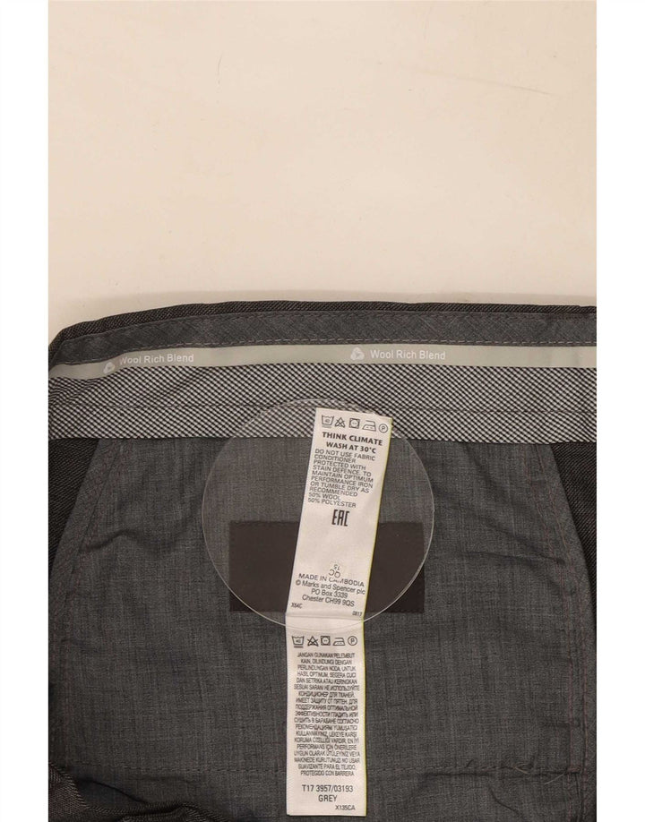 Pantaloni de costum pentru bărbați Marks & Spencer, cu tăiere obișnuită, L34 L29 Lână gri
