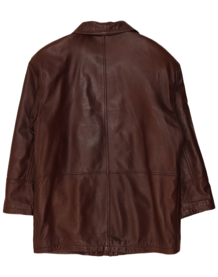 Palton din piele vintage pentru bărbați UK 38 Burgundy mediu
