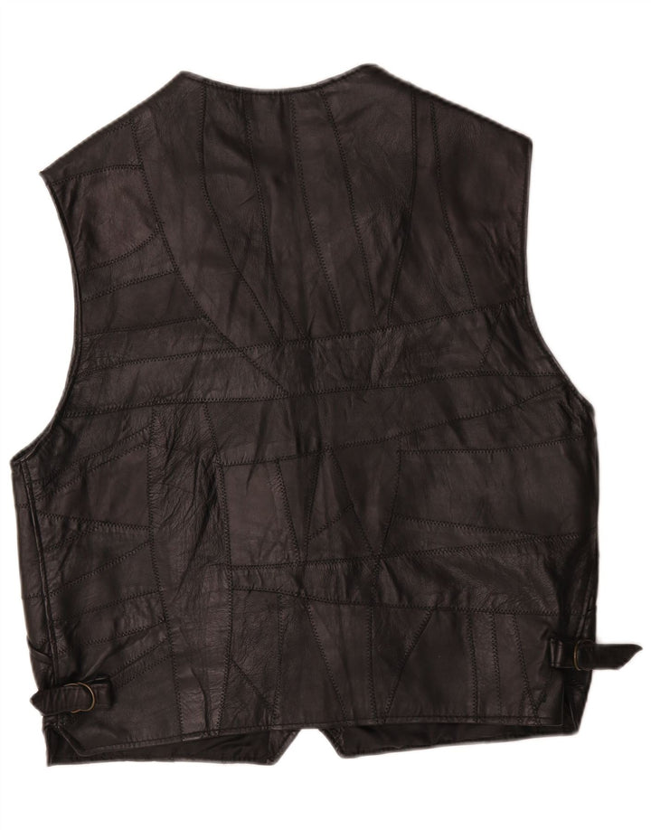 Vestă de piele vintage pentru bărbați, mare, neagră, mozaic