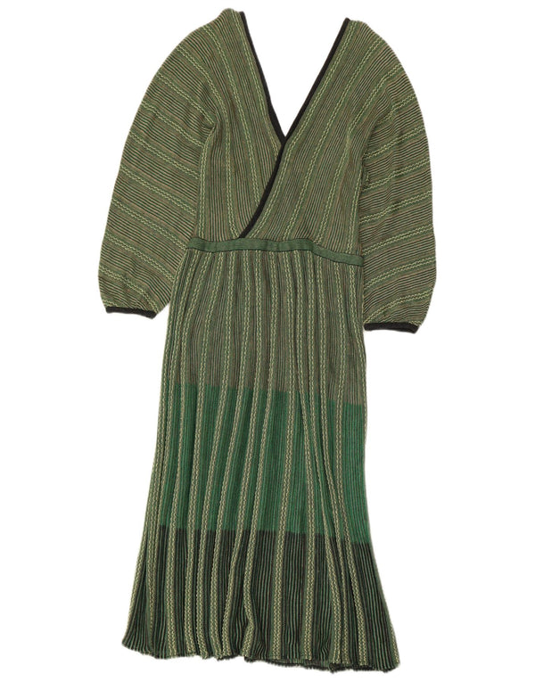 Rochie maxi cu mânecă lungă din tricot vintage pentru femei IT 42 Medium Green Dunge