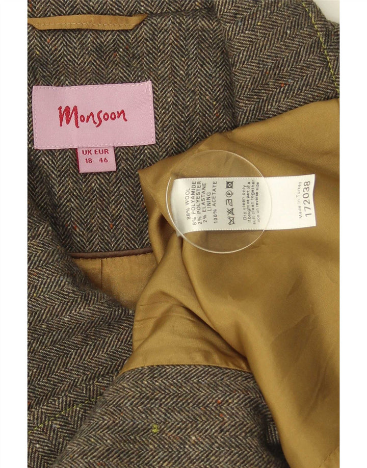 Manșon scurt pentru femei Monsoon cu mânecă 3/4 Marea Britanie 18 XL, lână gri cu oase