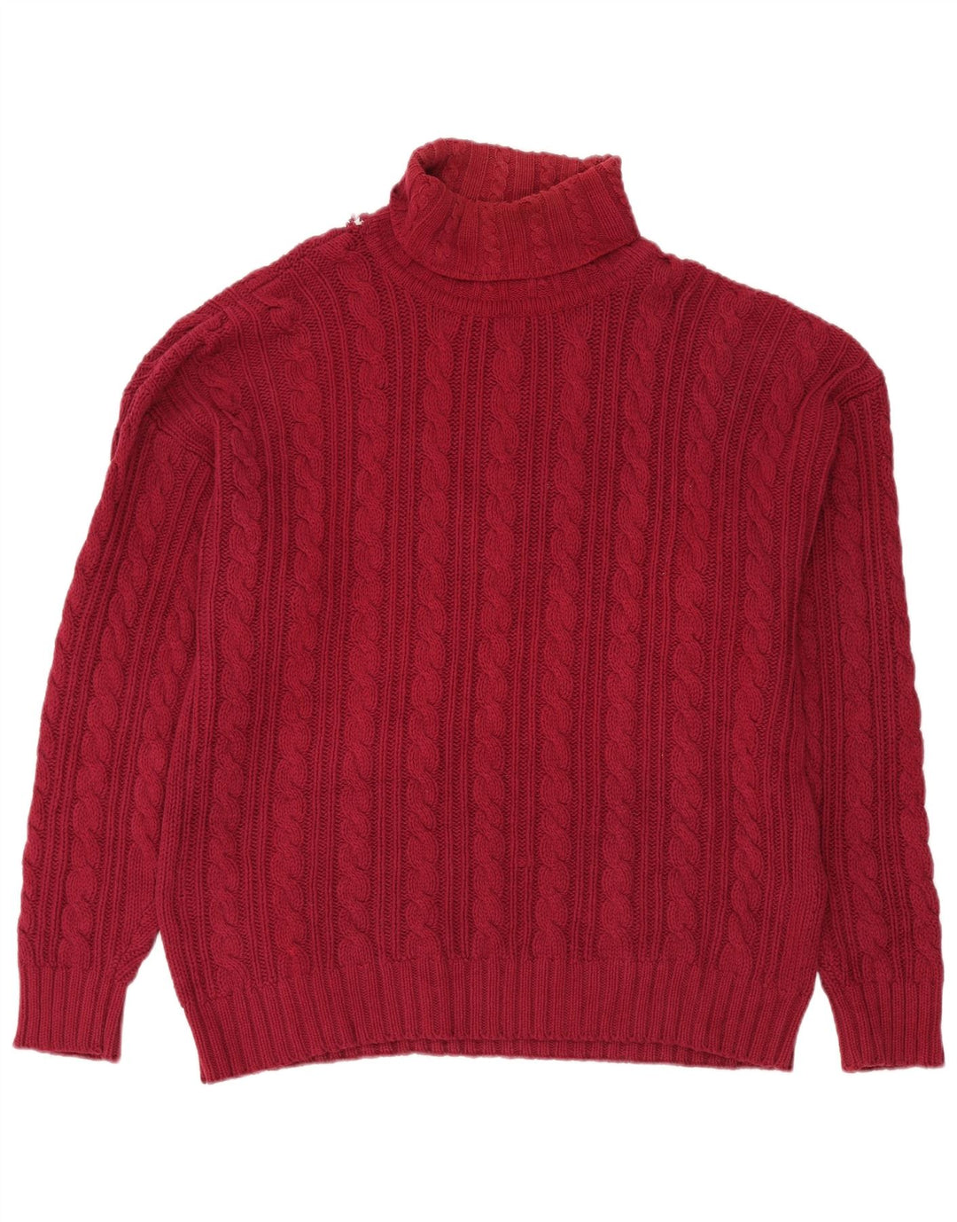 Eddie Bauer Mens Roll Neck Jumper Sweater Large Red Cotton
