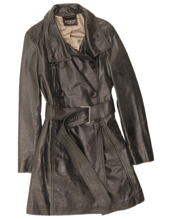 Trench din piele pentru femei Oakwood UK 14 Medium Black