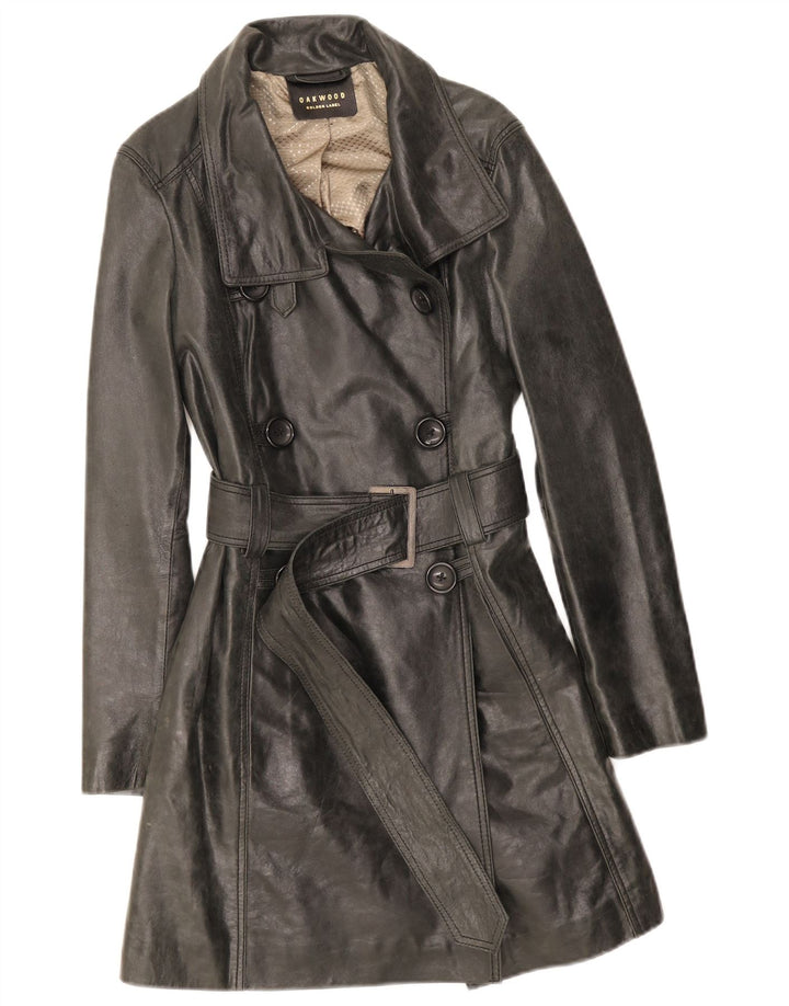 Trench din piele pentru femei Oakwood UK 14 Medium Black