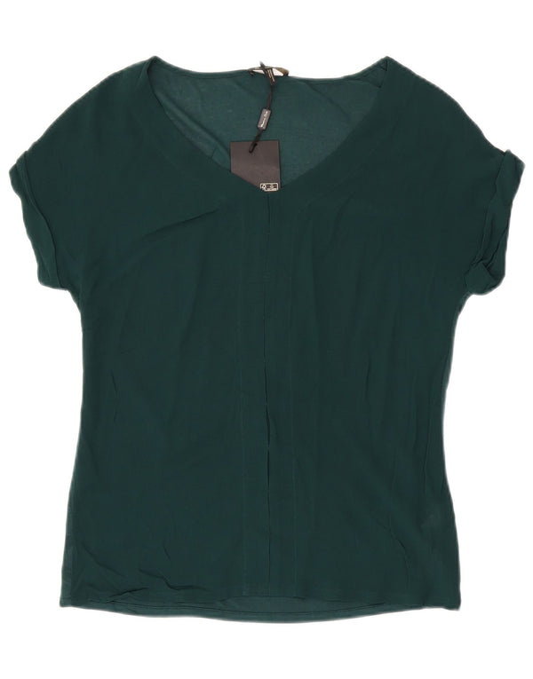 MASSIMO DUTTI Bluză Femei Top UK 14 Medium Green Rayon