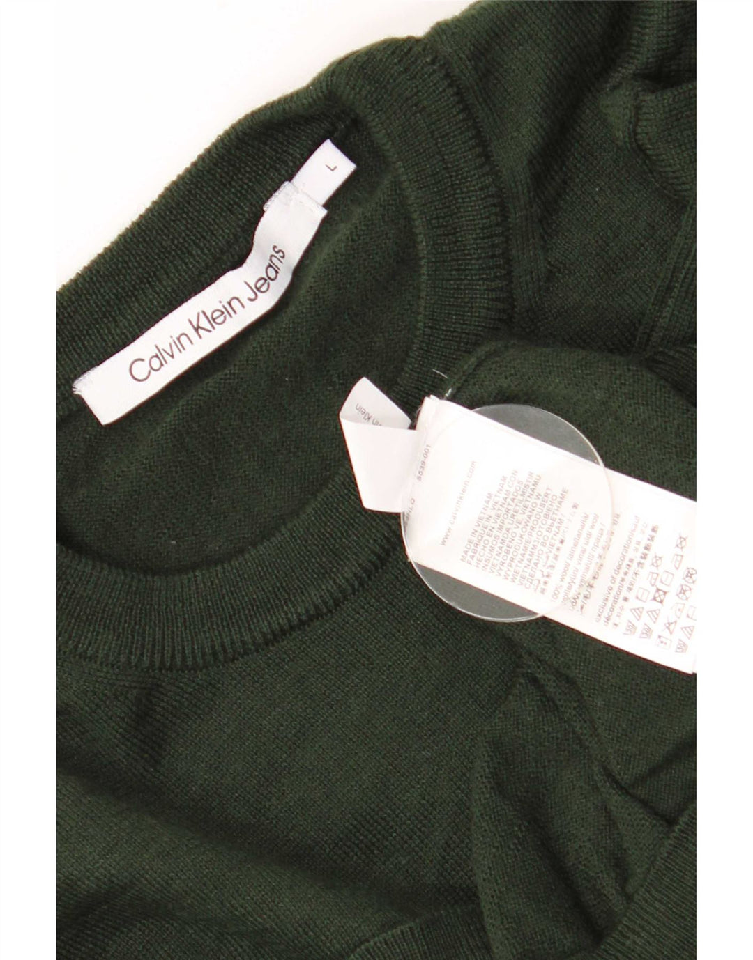 Pulover Calvin Klein Jeans pentru bărbați, cu gât crew, lână mare kaki