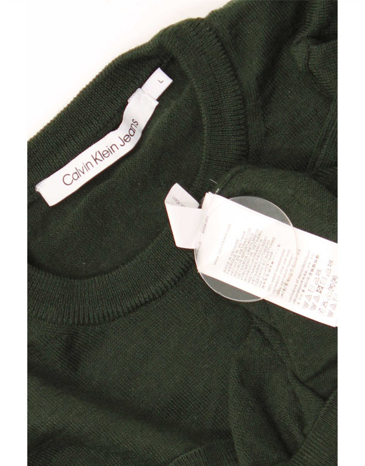 Pulover Calvin Klein Jeans pentru bărbați, cu gât crew, lână mare kaki