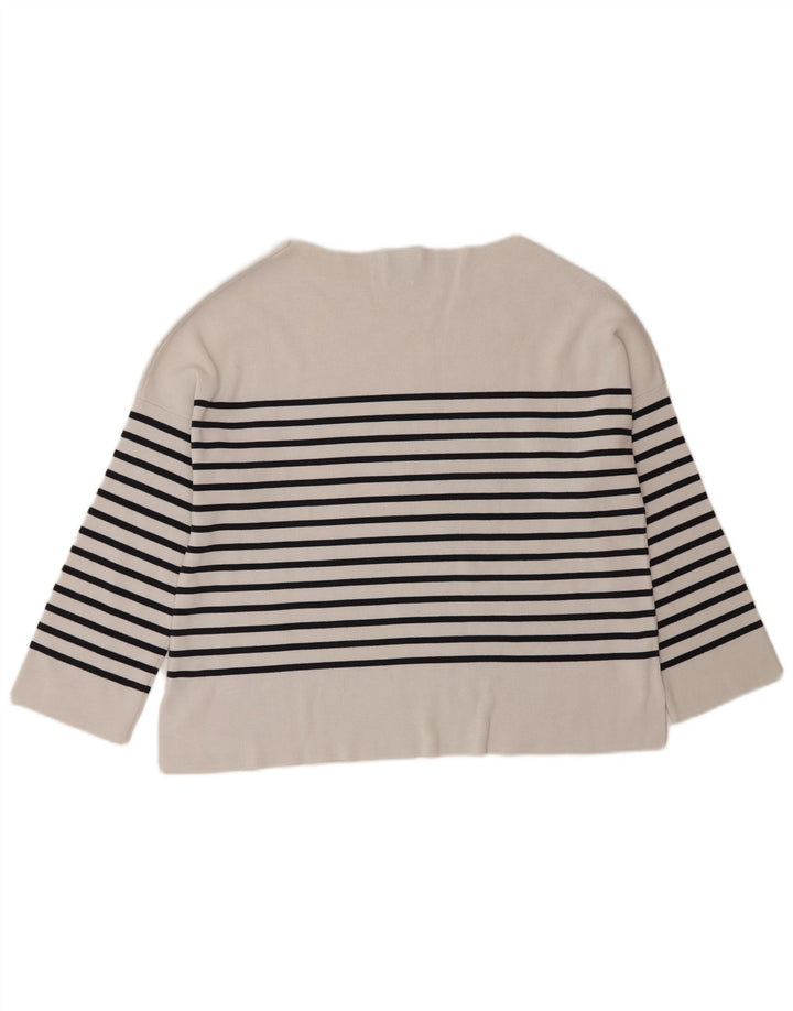 Massimo Dutti Top supradimensionat pentru femei, cu mâneci 3/4 UK 10, cu dungi albe mici