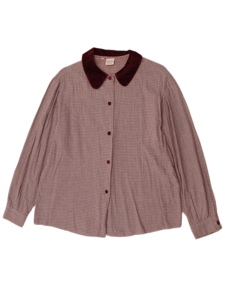 Cămașă Benetton pentru femei UK 14 Medium Burgundy Houndstooth