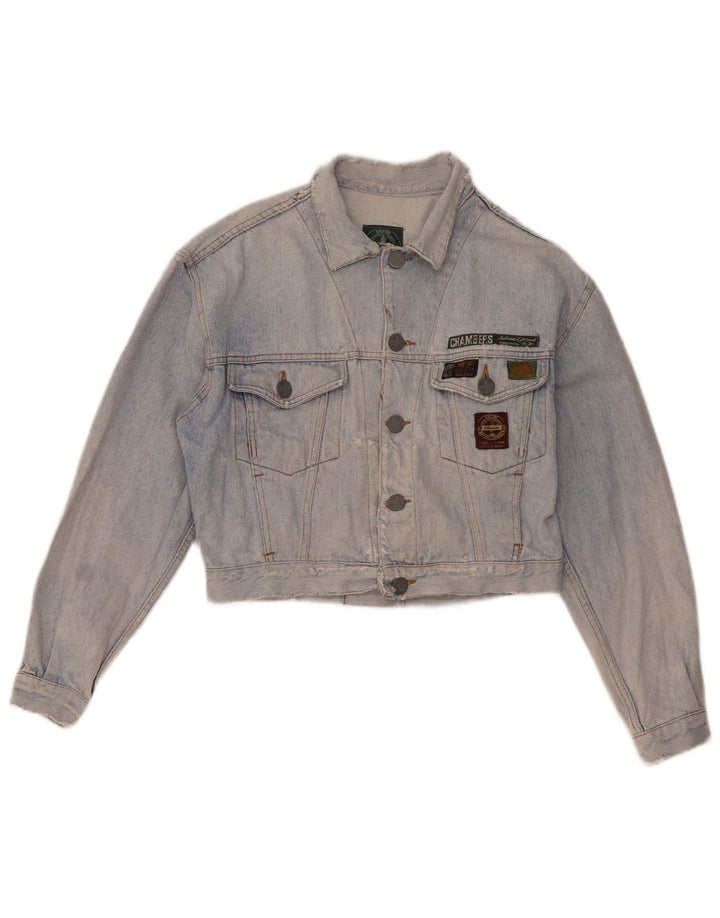 CHAMBERS Jachetă de denim crop pentru femei UK 16 Large Blue
