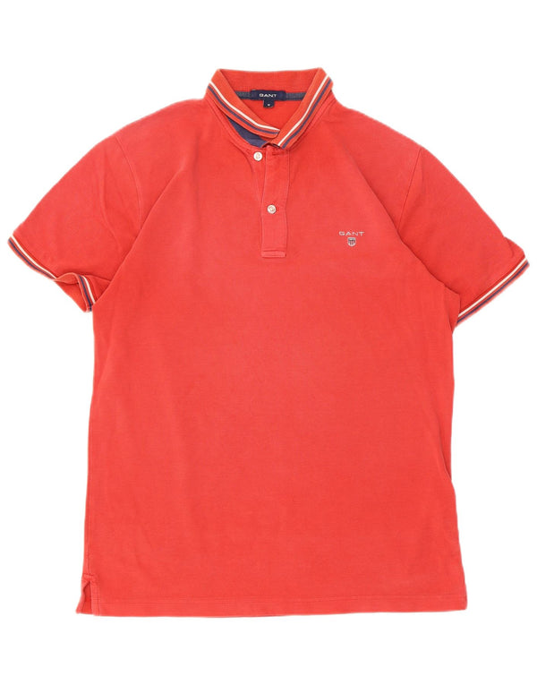 Gant Mens Polo Shirt Medium Red Striped Cotton