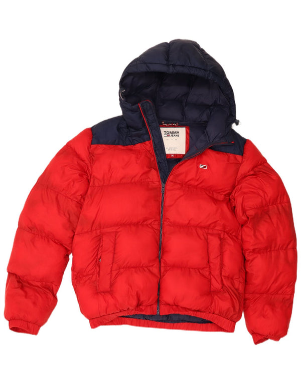 Jachetă căptușită cu glugă pentru bărbați Tommy Hilfiger UK 38 Medium Red Colorblock