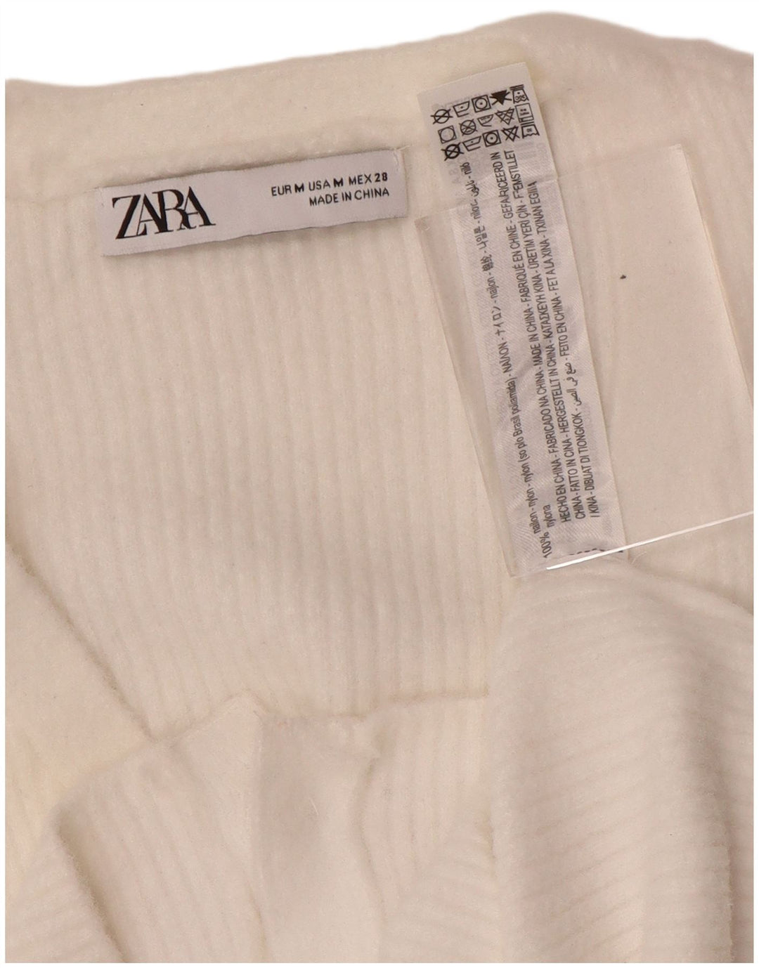 Pulover cardigan pentru femei Zara UK 12 Medium White Nylon
