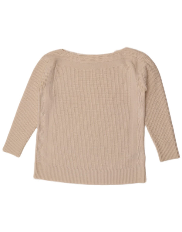 Pulover de damă Reiss cu gât de barcă supradimensionat UK 10 Lână albă mică