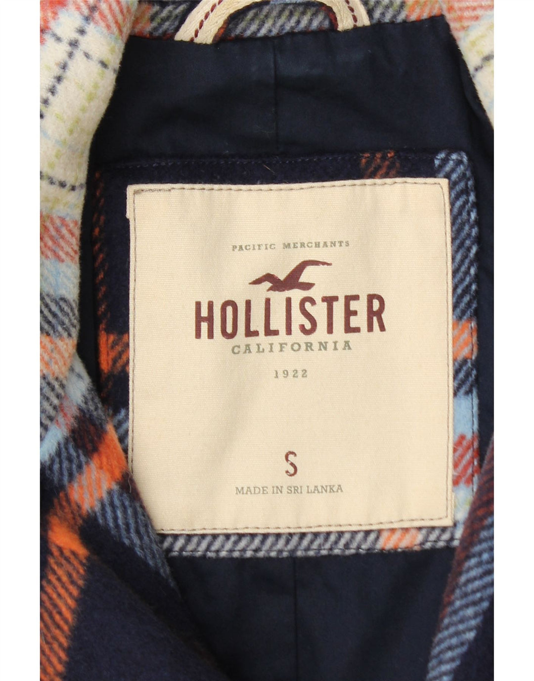 Jachetă Hollister pentru femei Crop Bomber UK 10 Small Blue Marine Plaid Wool
