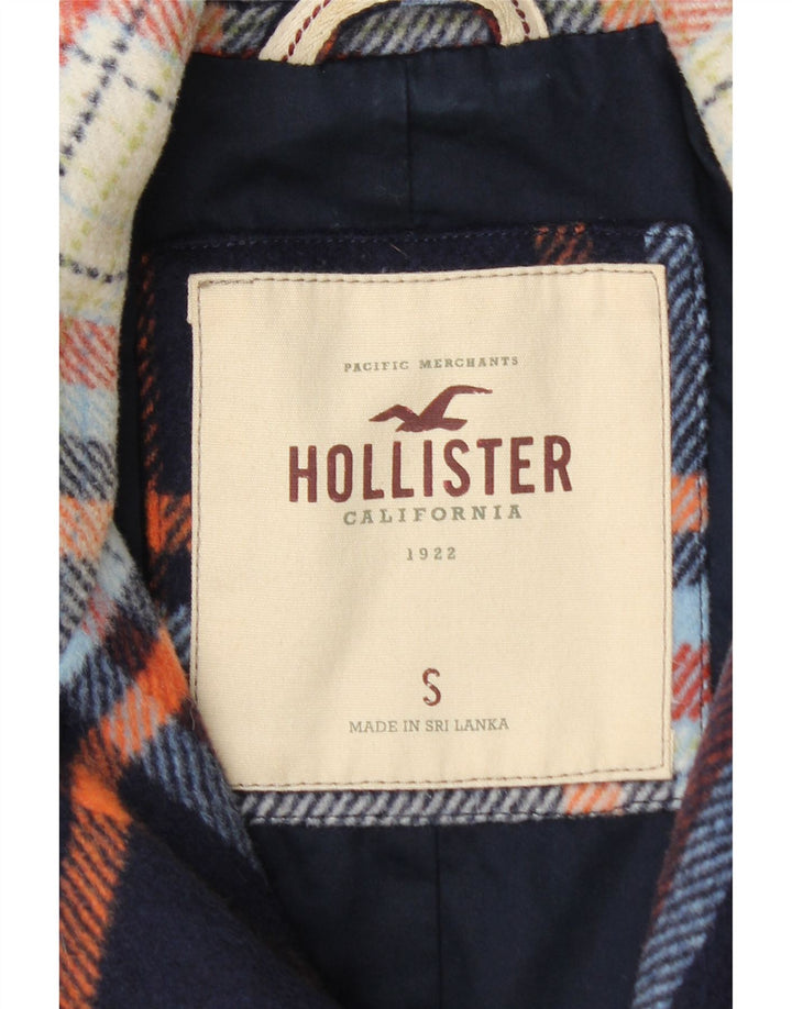 Jachetă Hollister pentru femei Crop Bomber UK 10 Small Blue Marine Plaid Wool