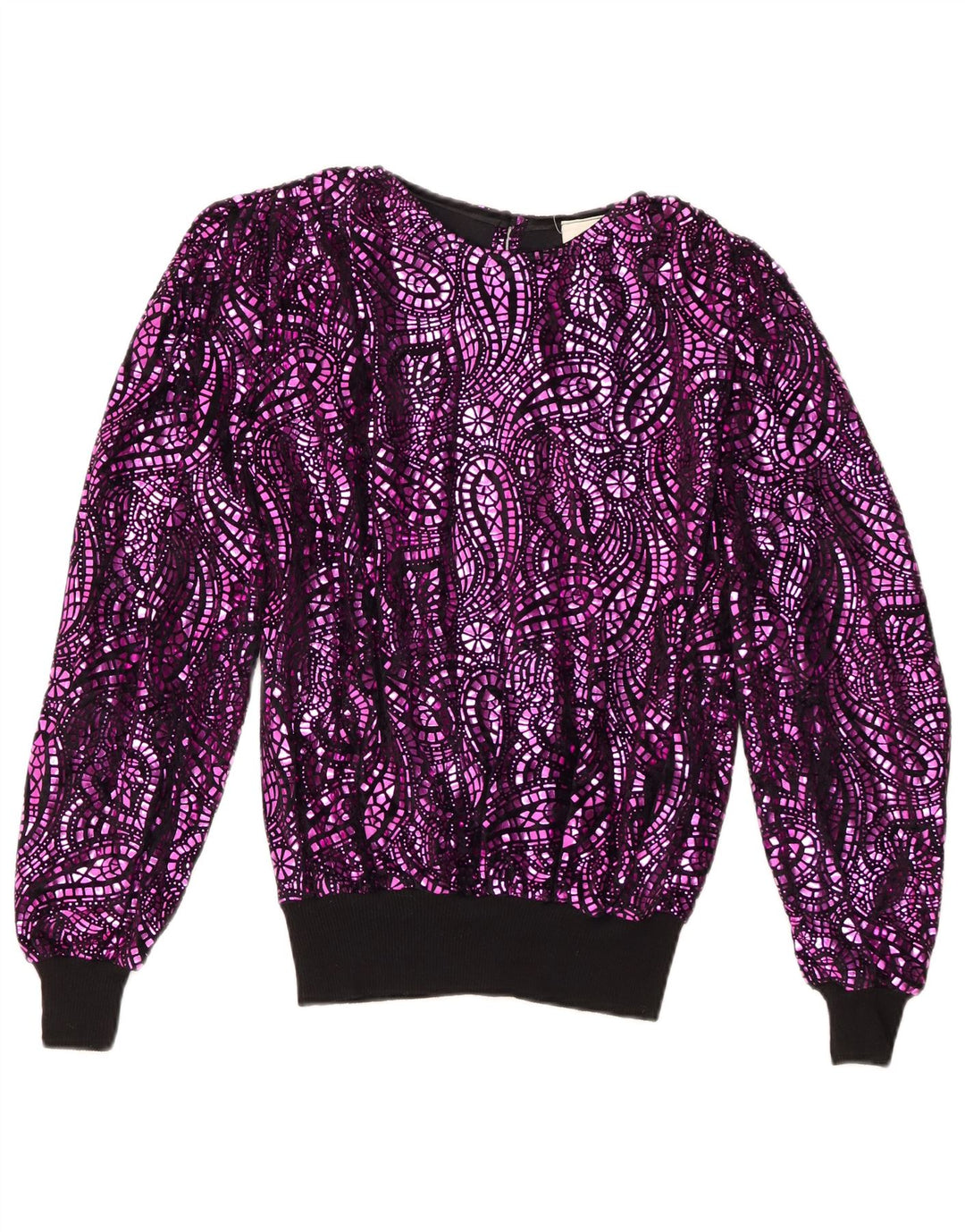 Bluză supradimensionată Vintage pentru femei EU 38 Medium Purple Paisley Acetat