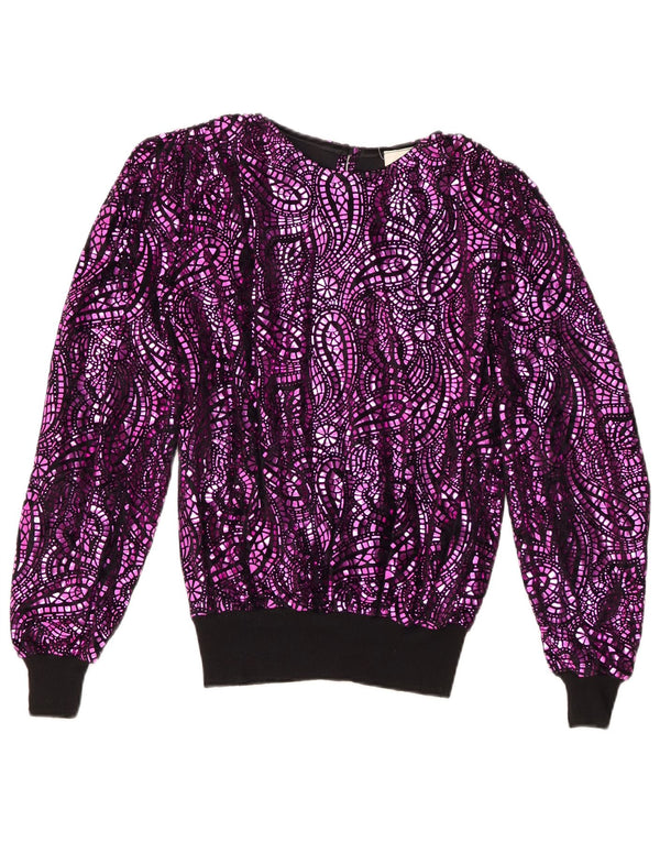 Bluză supradimensionată Vintage pentru femei EU 38 Medium Purple Paisley Acetat