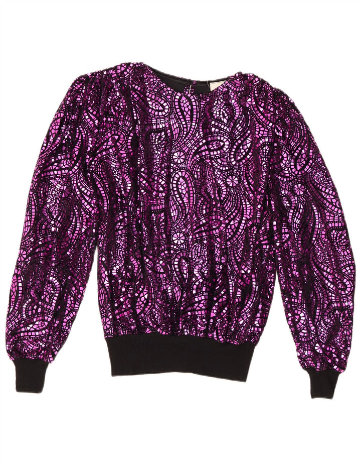 Bluză supradimensionată Vintage pentru femei EU 38 Medium Purple Paisley Acetat
