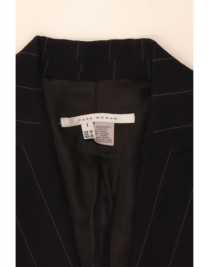 Jachetă pentru femei Zara cu 1 nasture EU 38, raion mic cu dungi negre