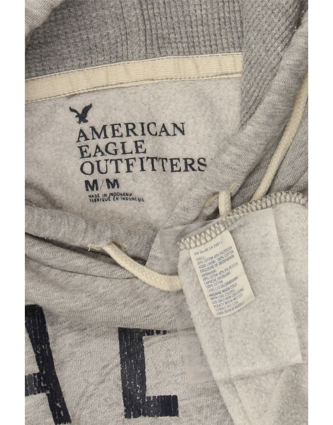 Pulover cu glugă cu grafic pentru bărbați American Eagle, bumbac, gri mediu